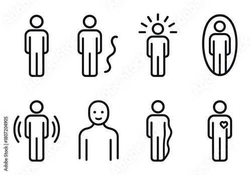 Minimalist icon set representing human figures and emotions