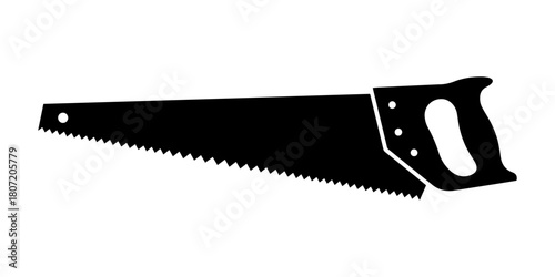 Hand Saw Silhouette Illustration for Woodworking and Construction Projects.