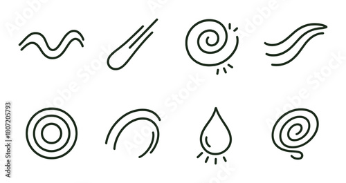 Abstract minimalist line art symbols on olive green background