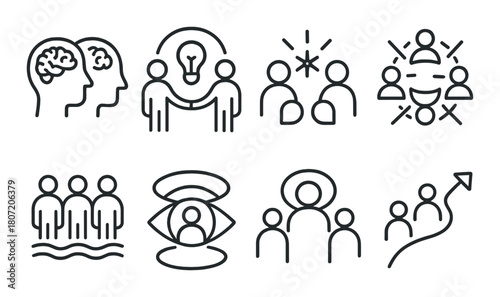Collaborative teamwork icons on dark metal background