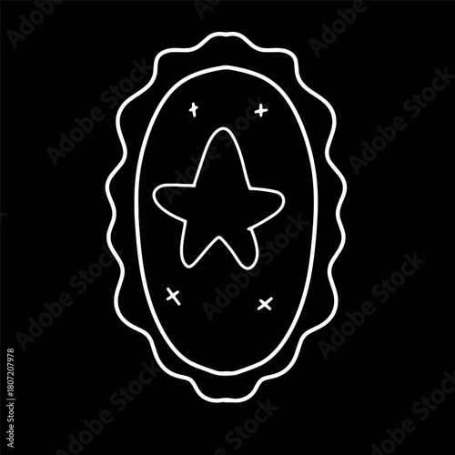 Simple oval frame with a star and small crosses, perfect for badges or decorations