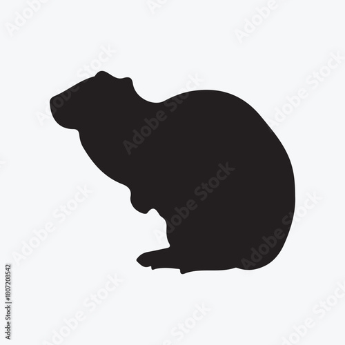 Rodent Silhouette Sitting Pose – Small Mammal Vector Illustration Isolated on White