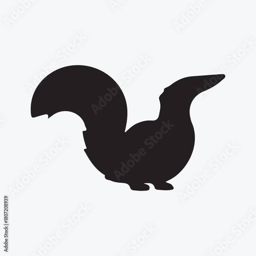 Squirrel Silhouette with Large Tail – Wild Animal Vector Illustration on White Background