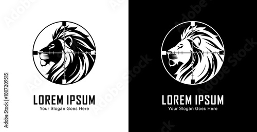 Lion head logo design in the shot