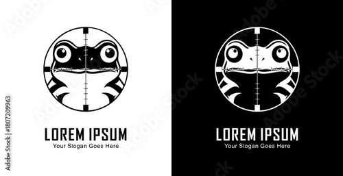 The logo design is in the shape of a frog's head which is in the shot