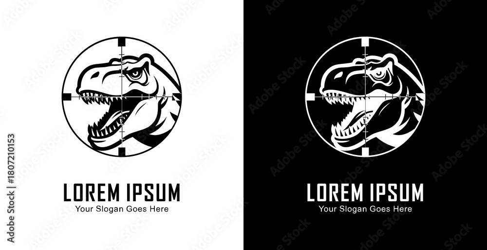 Fototapeta premium The logo design is in the shape of a dinosaur head that is in the shot