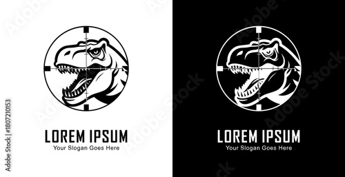 The logo design is in the shape of a dinosaur head that is in the shot