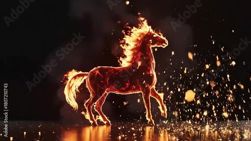 Fiery Spark Horse Races Across Dark Night.
