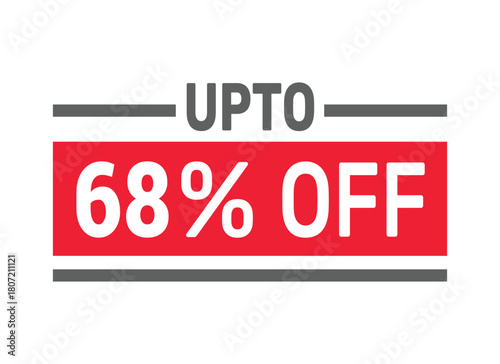 Up to 68% Off sale offer text design icon vector illustration