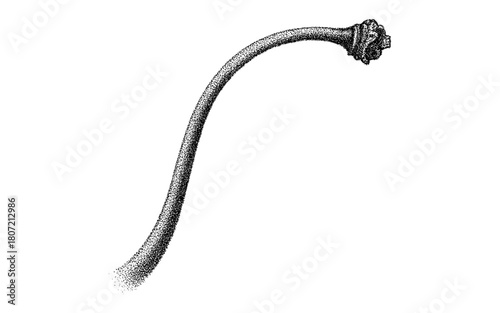 Detailed engraved black and white wine corkscrew design