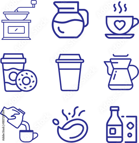 Coffee and tea icons set and vactor file download.
