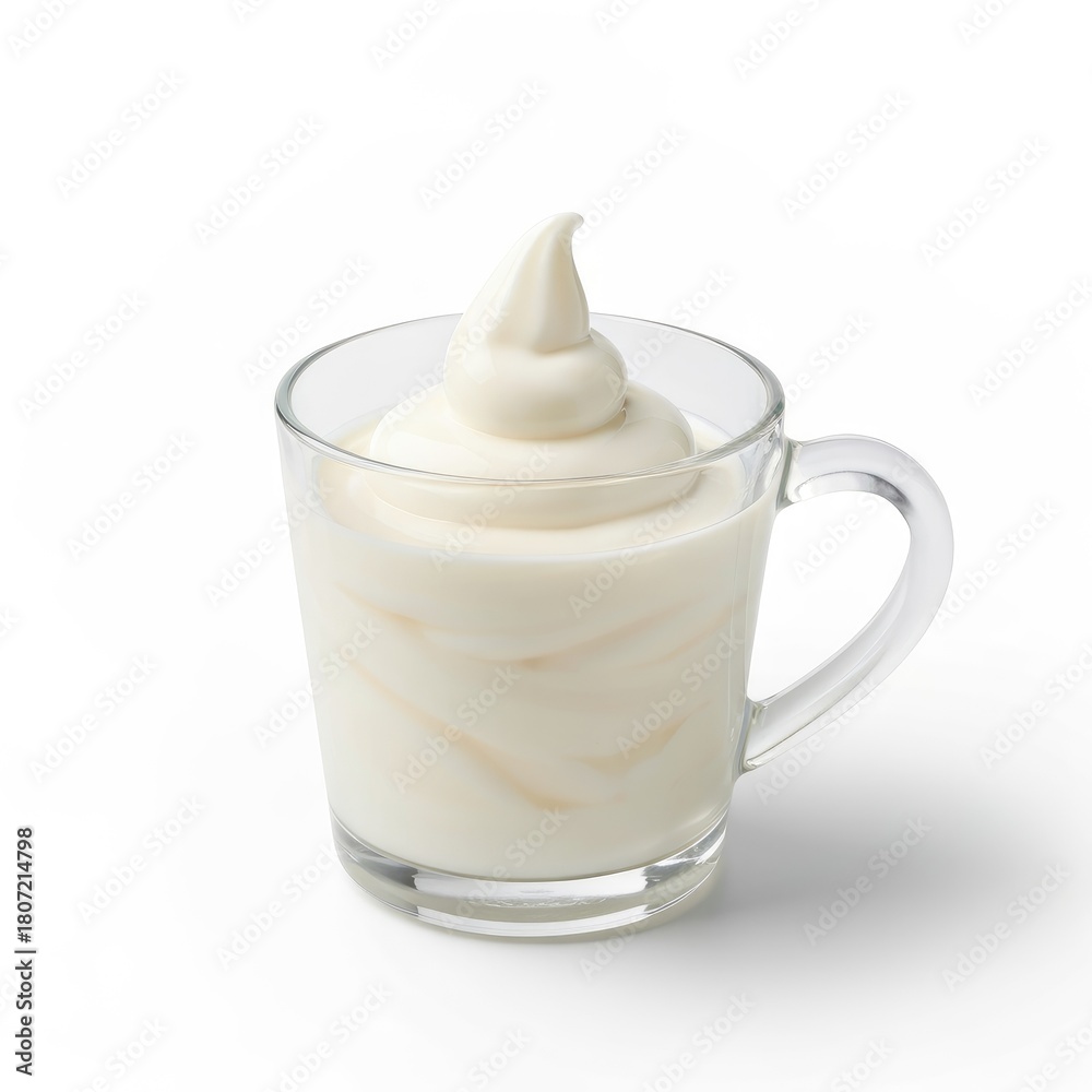 Fototapeta premium Creamy soft serve swirl in a clear mug, a delightful frozen dessert treat.