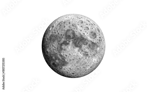 Intricate vintage moon with detailed surface texture and craters