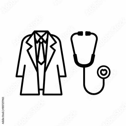 Doctor coat and stethoscope icon illustration of health and medical services representing professionalism and medical expertise for hospital staff