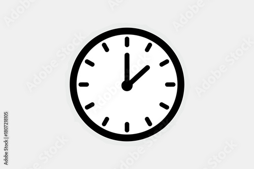 Clock Icon Representing One OClock on Simple Timepiece with White Background for Design Concepts