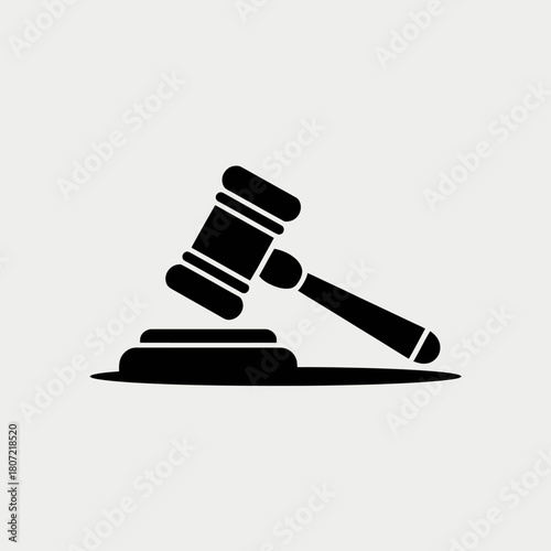 Gavel and Sound Block Black Silhouette Symbol of Justice Law Legal System and Auction Representation