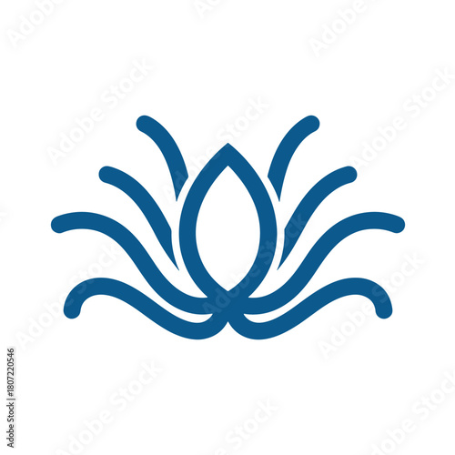 Blue abstract lotus flower symbol on white background vector