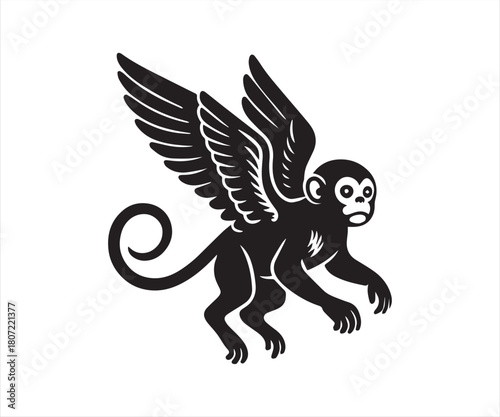Fantasy Winged Monkey Creature – Mythical Animal Vector Illustration