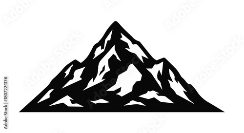 Dramatic black and white mountain peak silhouette symbolizing adventure and achievement