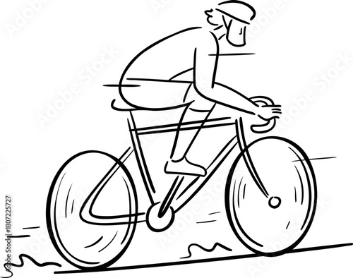Man is competing in a cycling race hand drawn sport illustration
