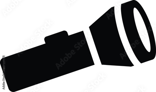 Flashlight or torch symbol, simple black icon representing portable light source