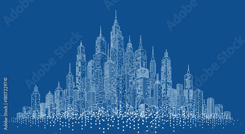 Stunning cityscape blueprint for modern business and urban planning presentations and sleek architectural designs