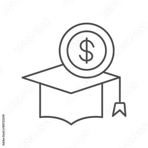 Graduation Fees thinline icon , vector, pixel perfect, illustrator file 
