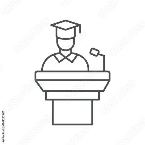 Graduation Speech thinline icon , vector, pixel perfect, illustrator file 
