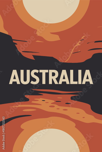 Australia Landscape Minimal Poster Illustration