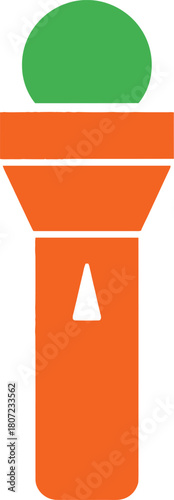 Simple orange and green microphone icon for audio recording, podcast, and media broadcasting