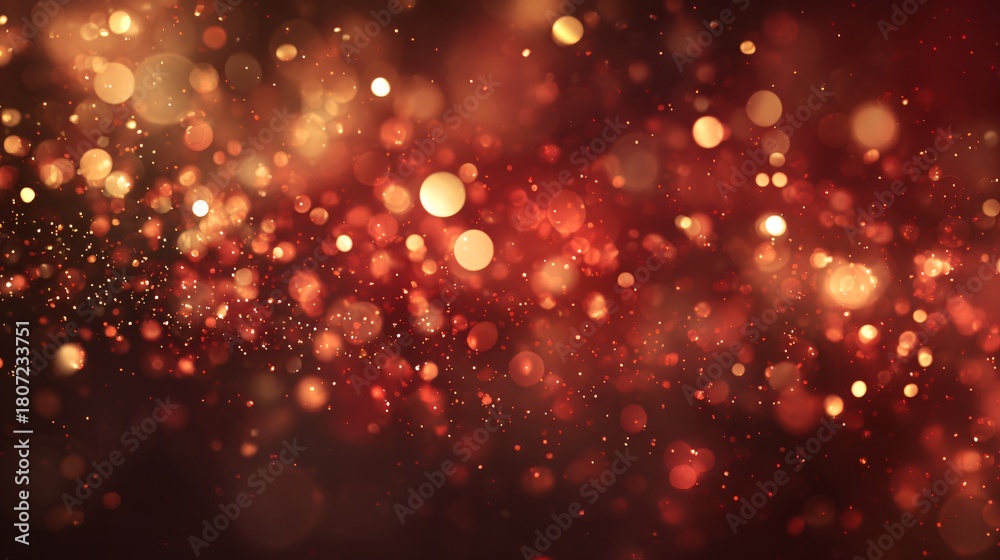 Obraz premium Merry Christmas Background Red Gold Bokeh Lights Holiday Theme