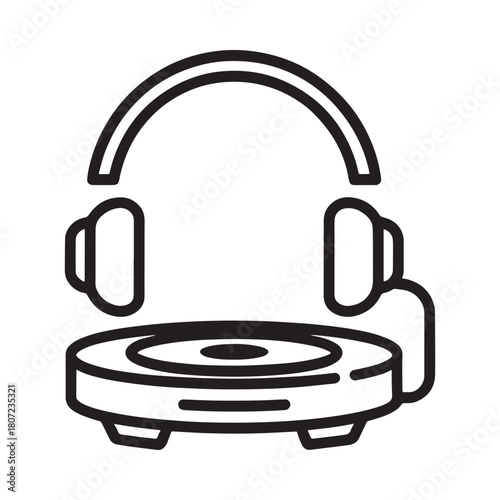 Headphones and turntable icon for music and audio