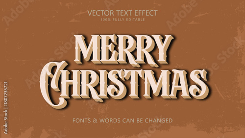 Merry christmas 3d editable text effect, Vintage text style