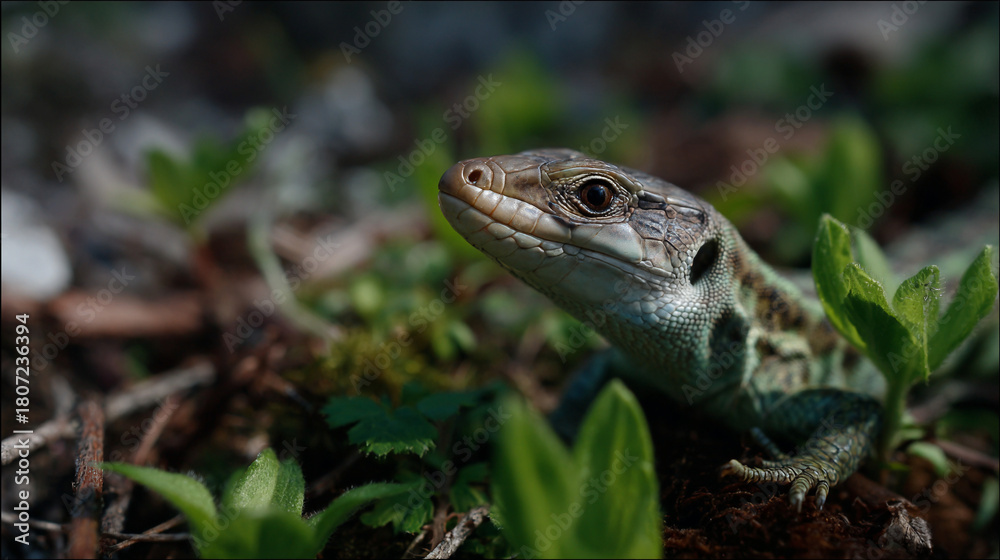 Obraz premium Lizard on the grass.