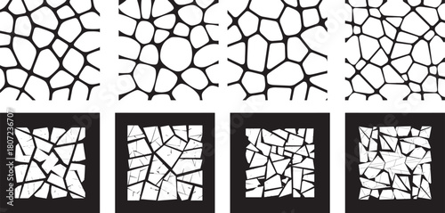 cracked polygon mosaic texture set for graphic design and pattern backgrounds