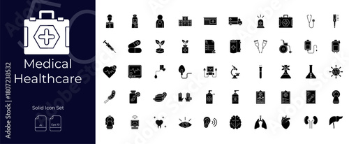 Medical Healthcare Solid Editable Icons set