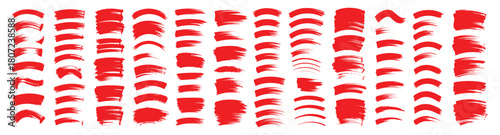 red paint brush stroke element set with bold artistic vector textures