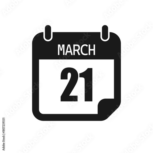 Vector icon page day calendar - 21 March month