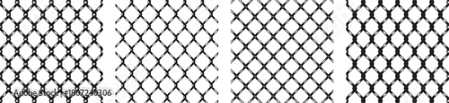 chain-link fence pattern set with detailed wire mesh grid textures