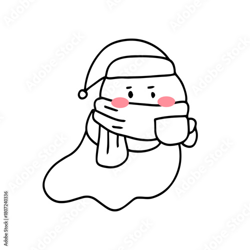 Outline Cute Ghost  for Halloween and Spooky Themes