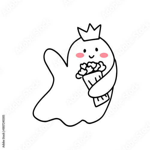 Outline Cute Ghost  for Halloween and Spooky Themes