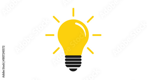 Bright yellow lightbulb shines with creative ideas, innovative thinking and inspiration for business success