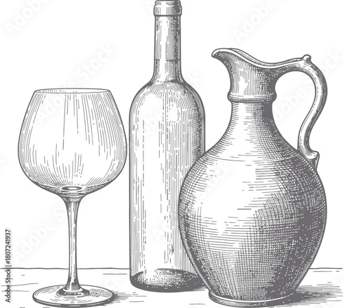wine bottle and glass