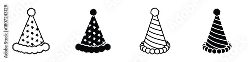 Party hat icon in linear and clipart style pack on white background.