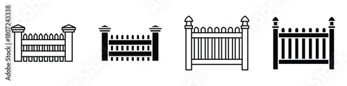 Plank fence icon in linear and clipart style pack on white background.