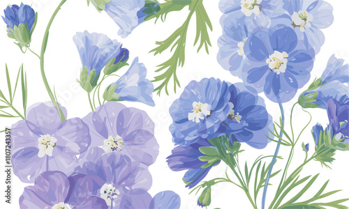 Elegant floral arrangement featuring blue delphinium flowers creating a serene and inviting atmosphere