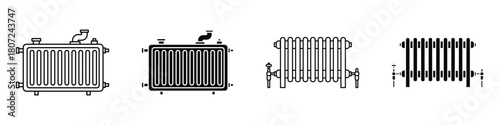 Radiator icon in linear and clipart style pack on white background.