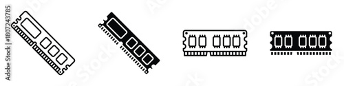 Ram memory icon in linear and clipart style pack on white background.