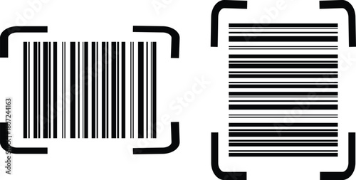 qr code and barcode icons set. QR code template, contrast, Qr code scan icon collection, black and white qr code vector illustration,
