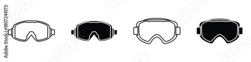 Ski goggles icon in linear and clipart style pack on white background.